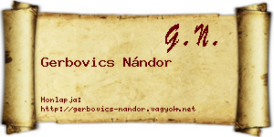 Gerbovics Nándor névjegykártya